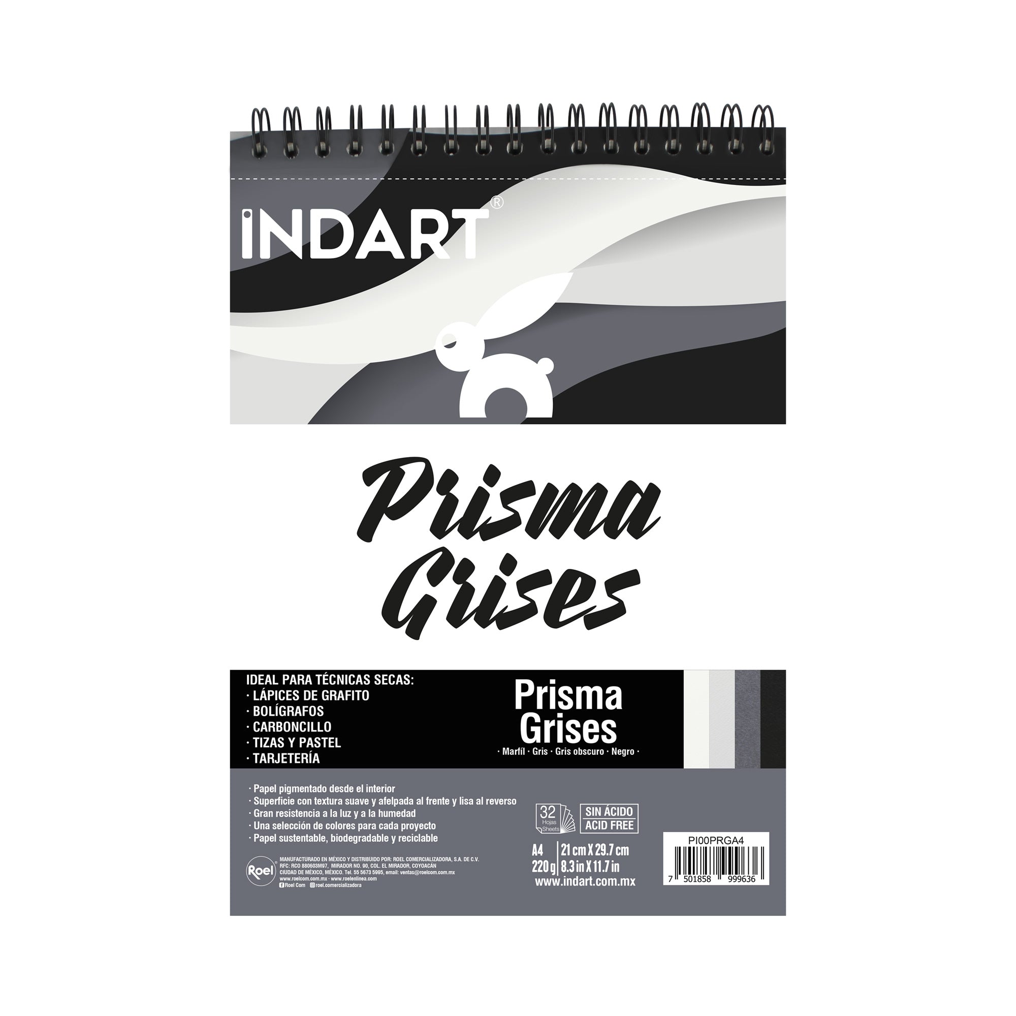 Álbum Indart Prisma Grises, 29.7x21cm, 32Hojas, A4, 220g