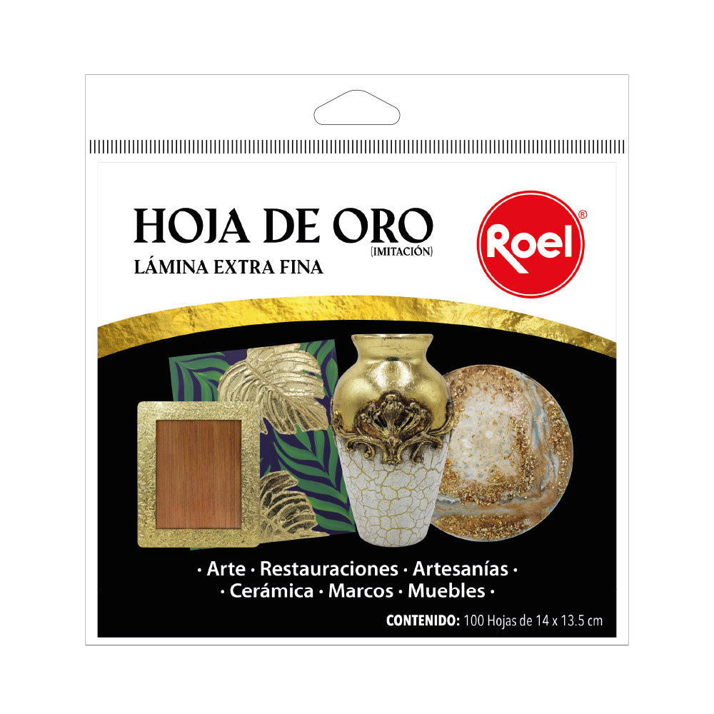 Hojas de Oro (Imitación) para Decoración 100 Piezas | Lámina Metálica para Manualidades, Arte y Restauración