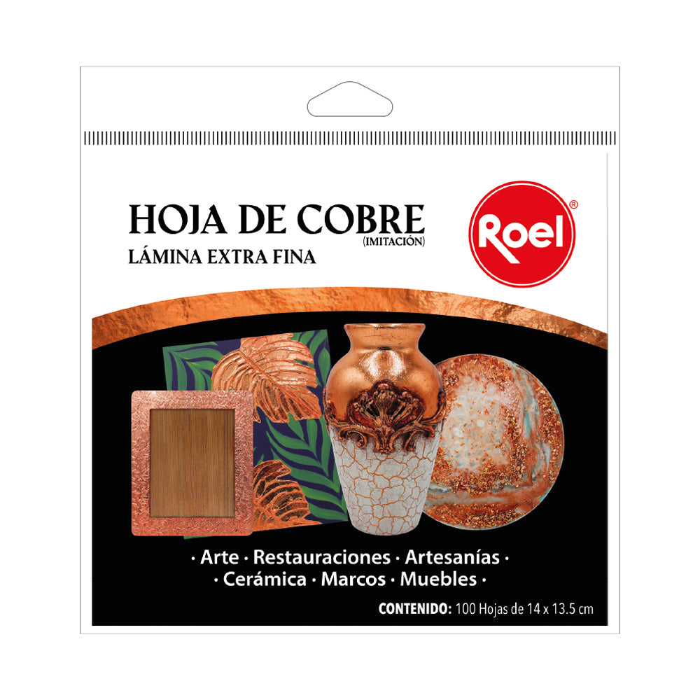 Hojas de Cobre (Imitación) para Decoración 100 Piezas | Lámina Metálica para Manualidades, Arte y Restauración