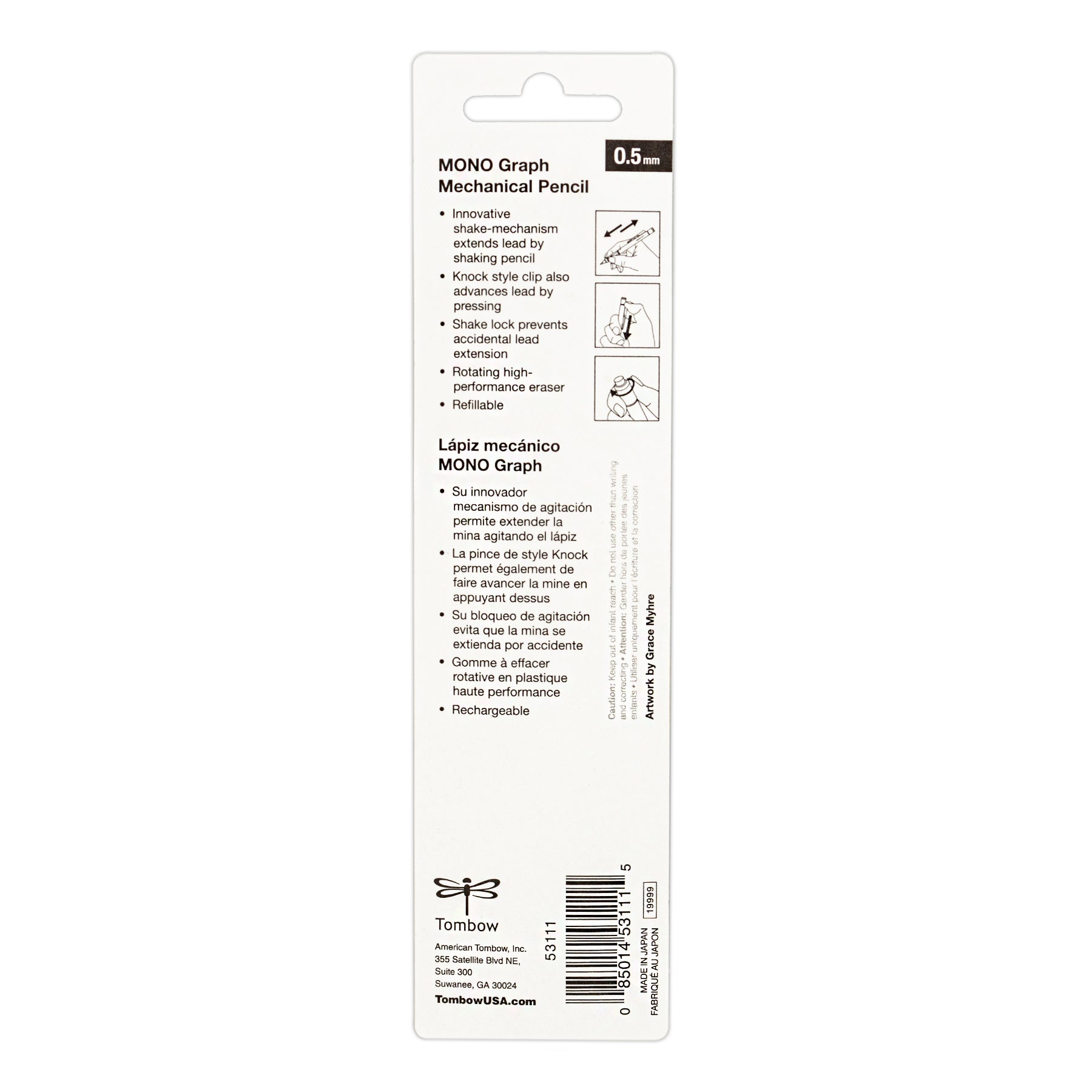 Portaminas Mecánico MONO Graph Tricolor HB 0.5 mm