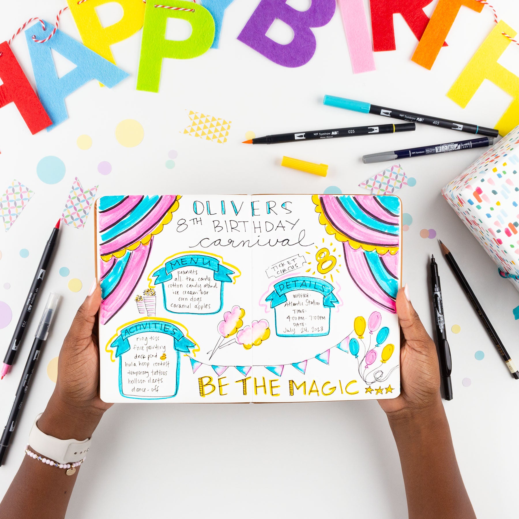 Set de Marcadores  y Accesorios para Lettering en Color