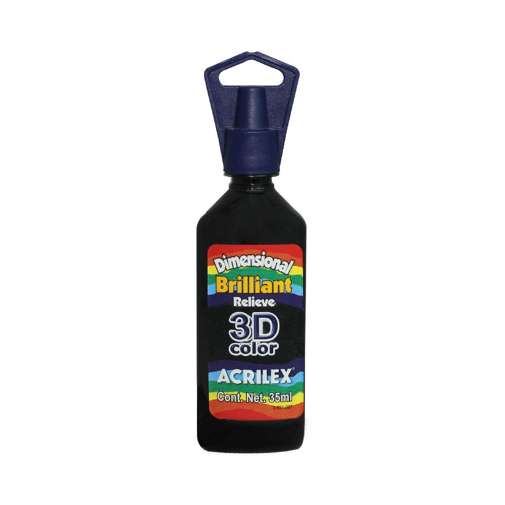 Pintura Acrilex para Tela Brillante Relieve Negro 35ml