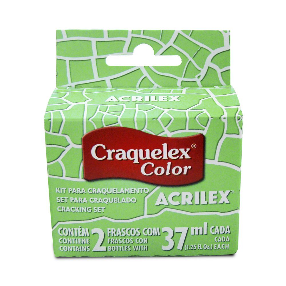 Pintura Acrilex Craquelex Set con 2 Frascos Verde Musgo Transparente 37ml
