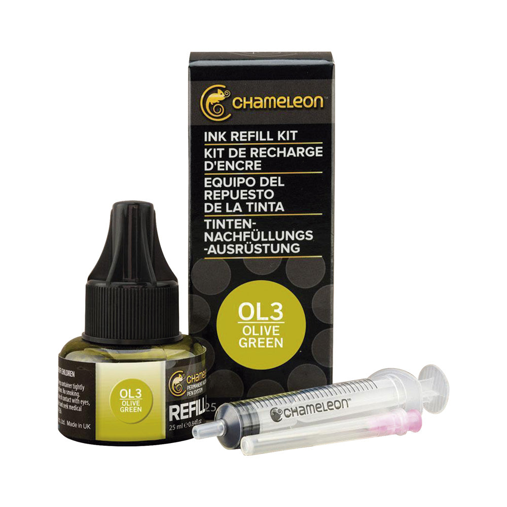 Tinta de Recambio 25ml para Rotulador Chameleon Verde Oliva-Ol3