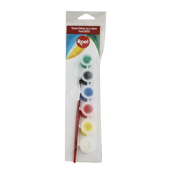 Tempera Italiana Roel En Kit con 6 Diferentes  Colores (2.5ml C/U)