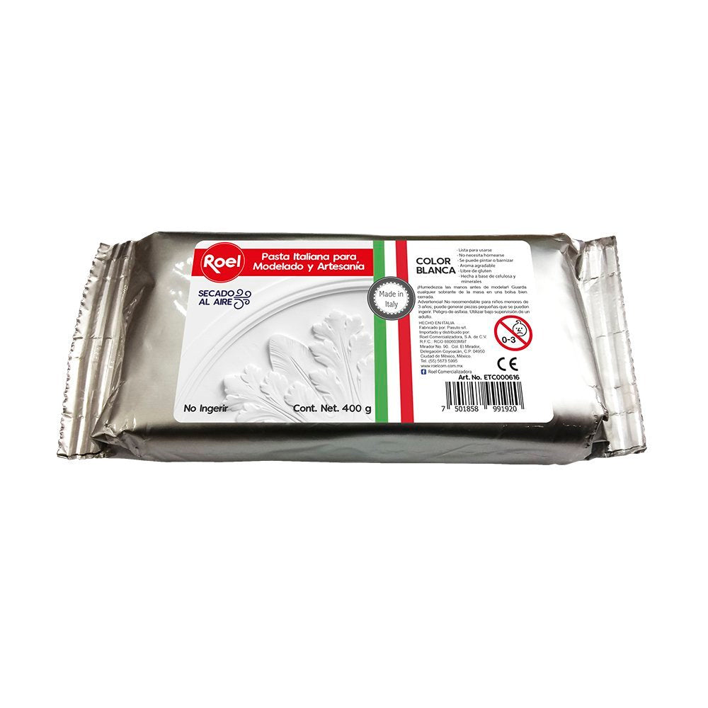 Pasta para Modelar Italiana, Roel 400g Blanca