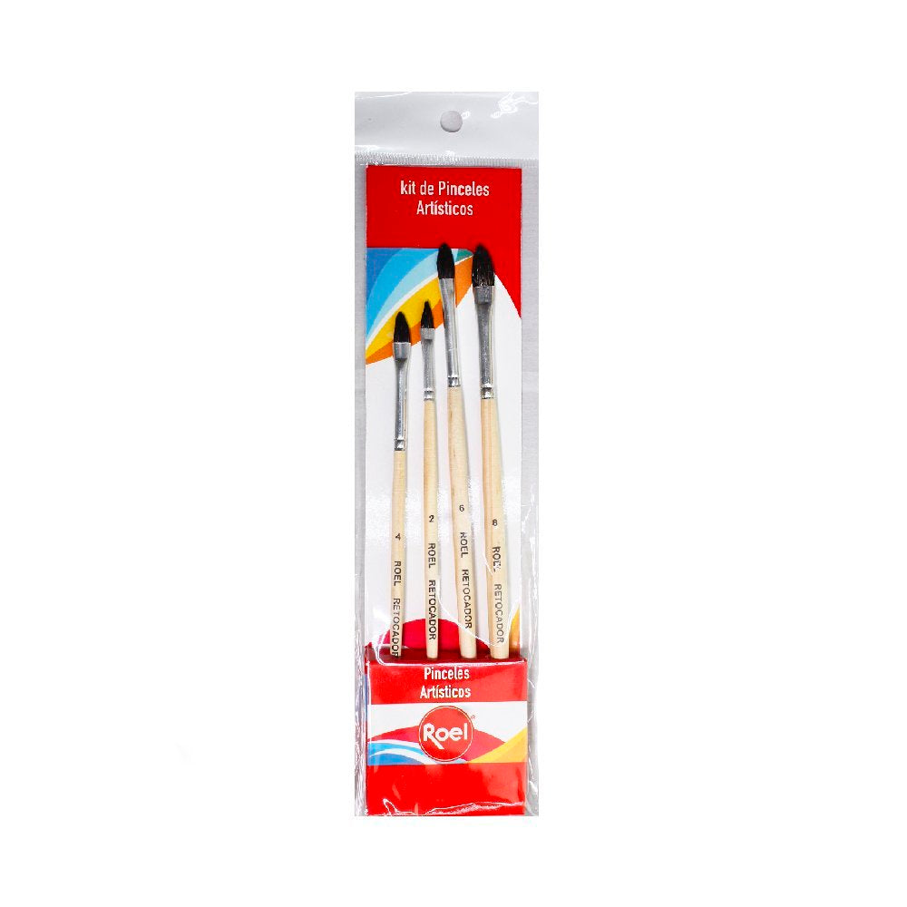 Pincel Retocador pelo de Pony Estuche con 4 piezas 2,4,6,8