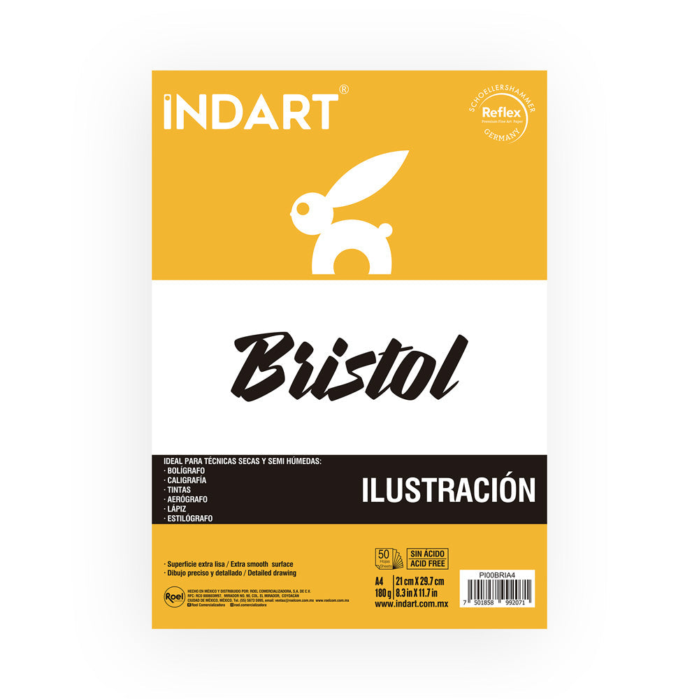 Block Indart Bristol A4 21x29.7cm con 50 Hojas, 180g
