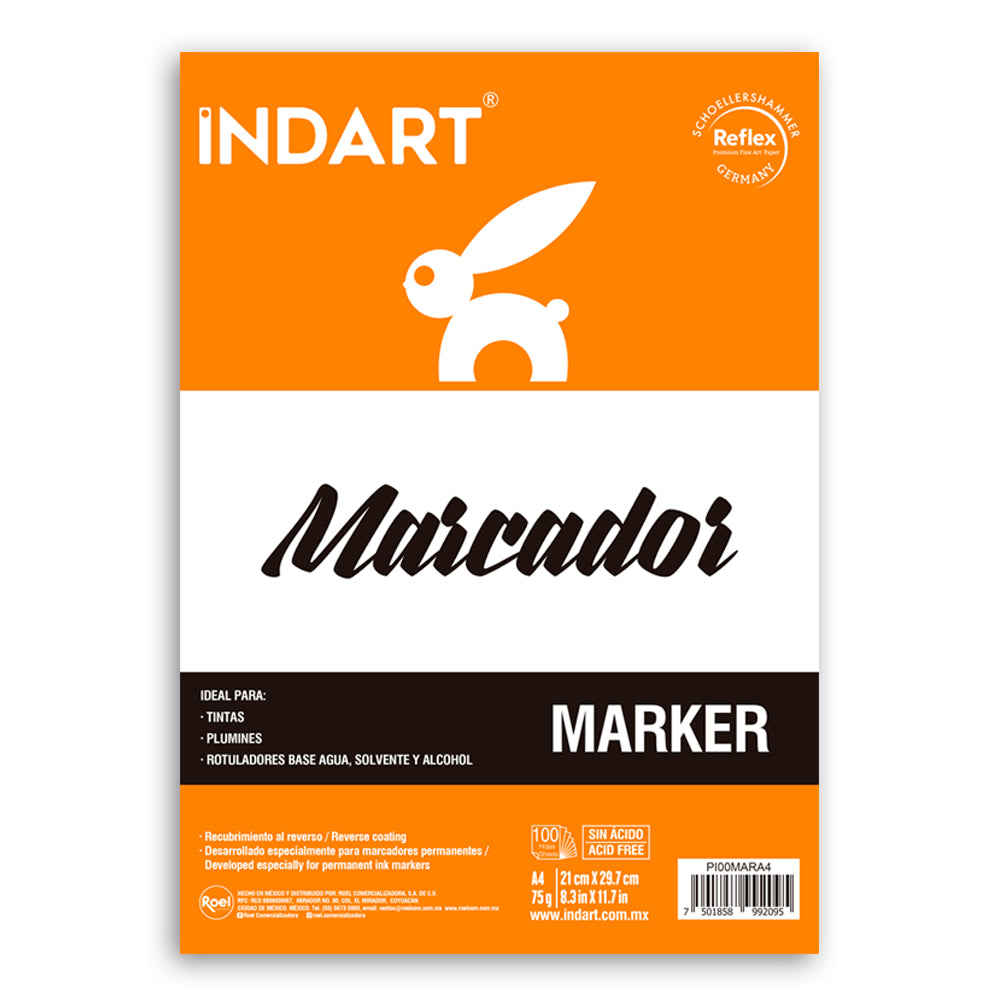 Block Indart Para Marcador A4 21x29.7cm con 100 Hojas,75g