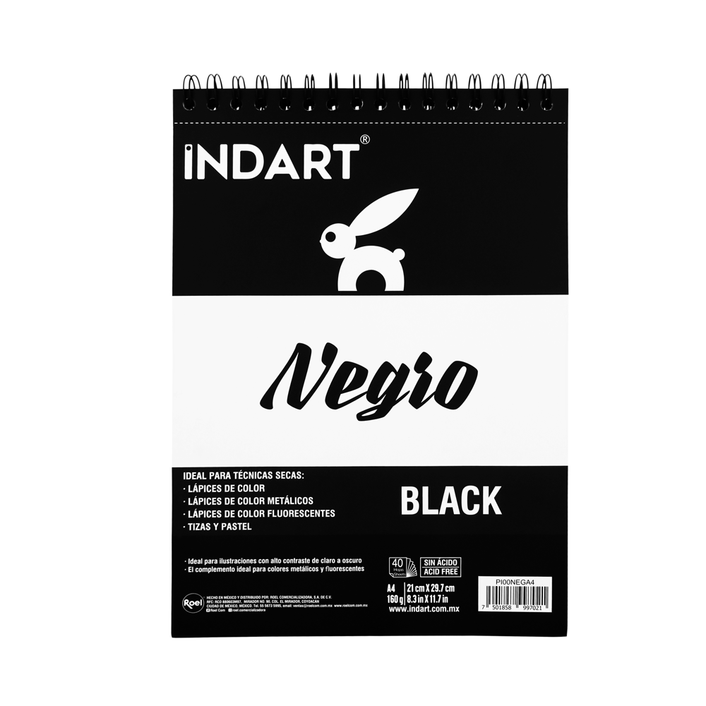 Álbum Indart Negro A4 de 29.7x21cm, 40Hojas, 160g