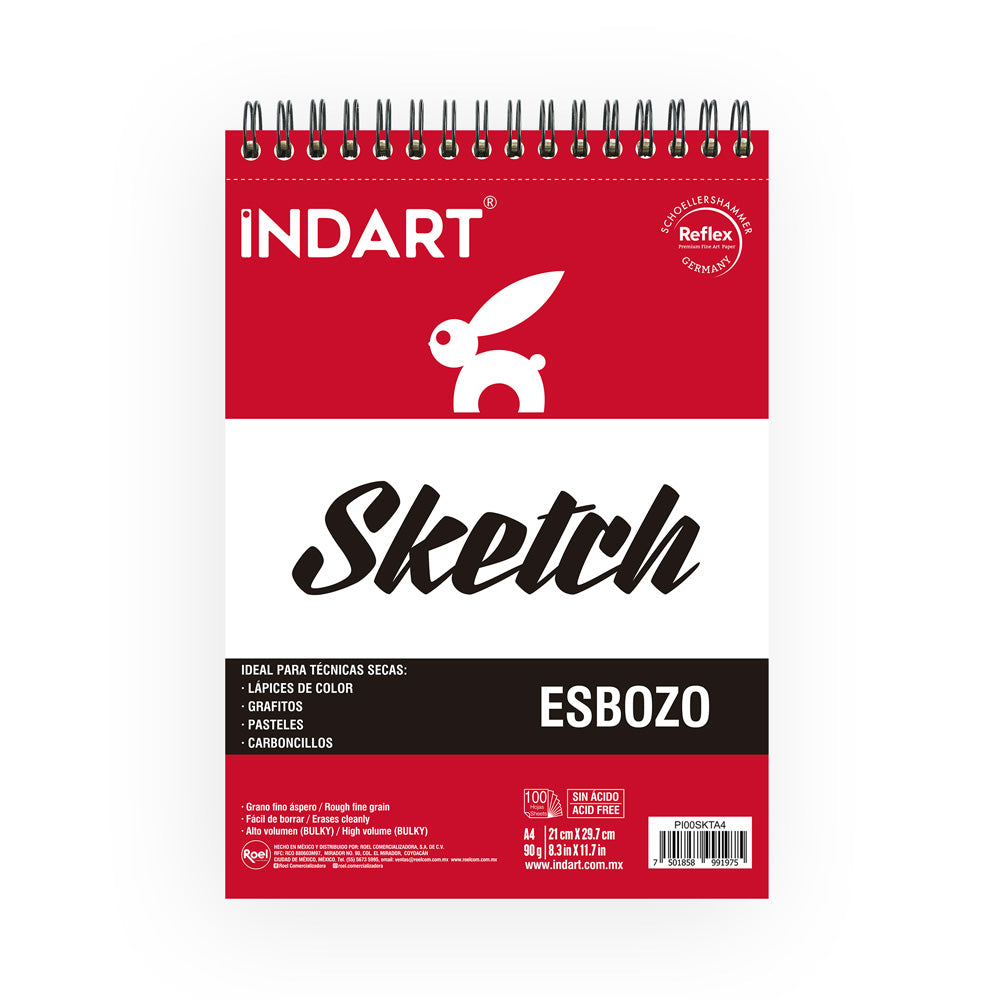 Álbum Indart Para Sketch A4 21x29.7cm con 100 Hojas, 90g