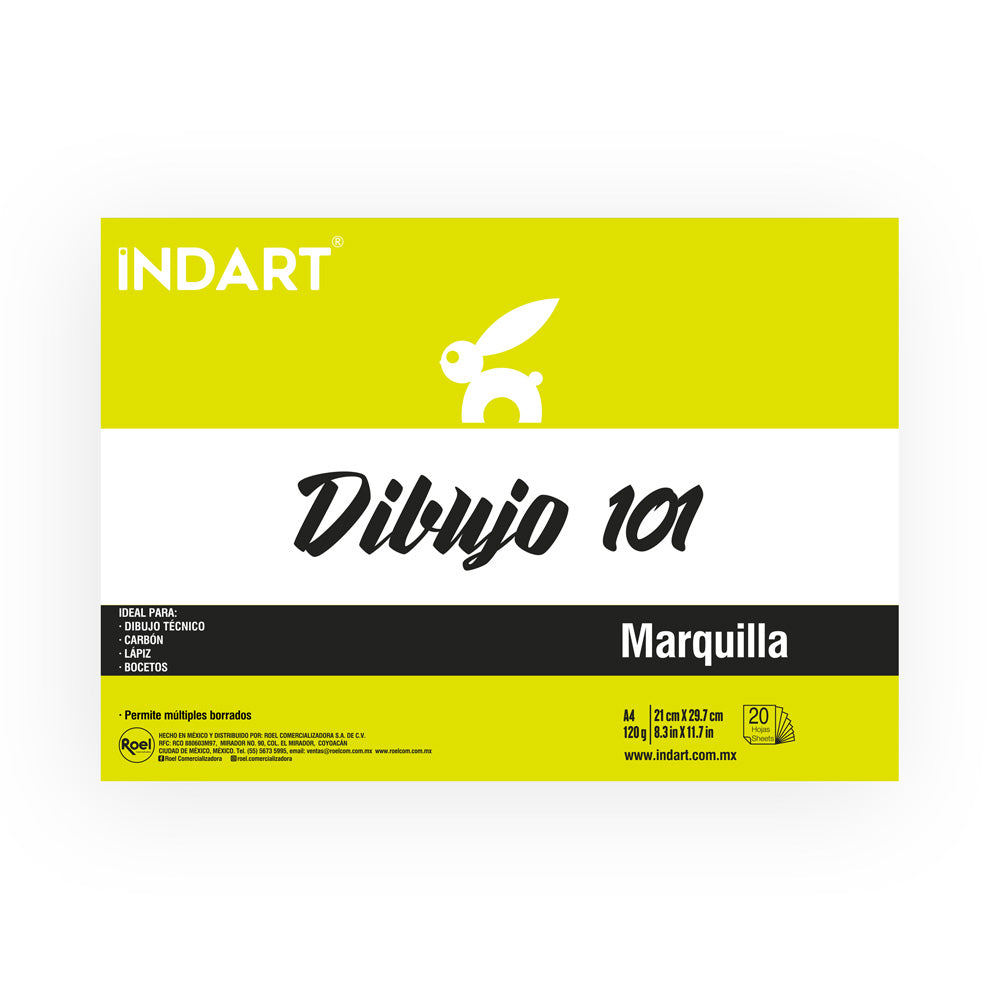 Block Indart para Dibujo A4 101 Marquilla 21×29.7con 20 Hojas, 120g