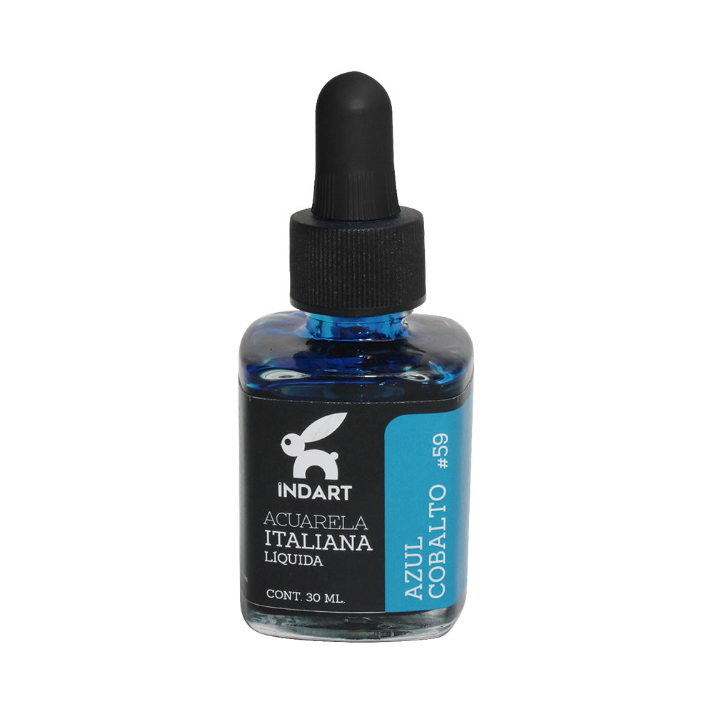 Acuarela Líquida Italiana Indart Frasco de Vidrio 059 Azul Cobalto 30ml