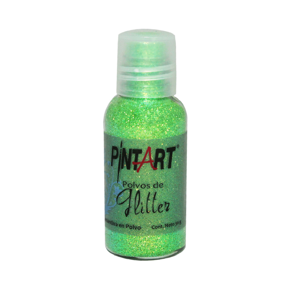 Polvos Glitter Poliester Pintart 102 Verde Puro 30g