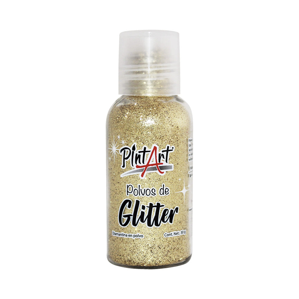 Polvos Glitter Poliester Pintart 107 Dorado 30g