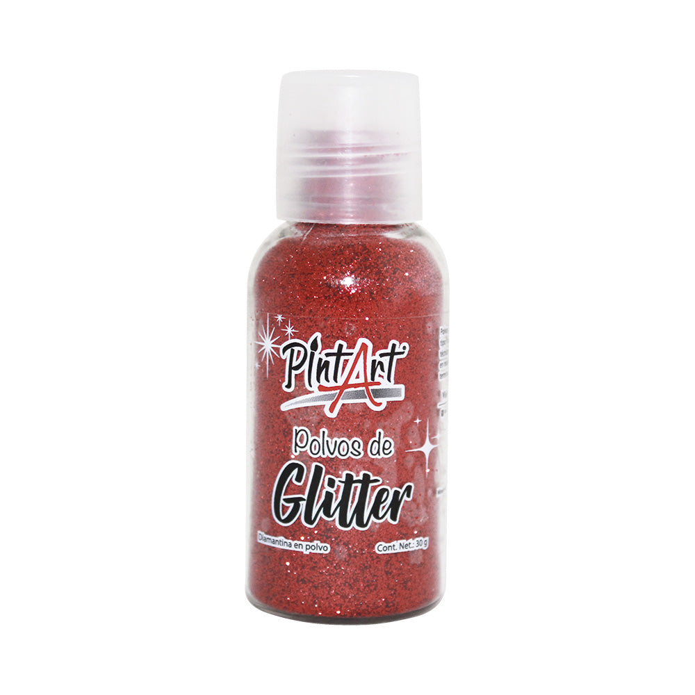 Polvos Glitter Poliester Pintart 203 Rojo 30g