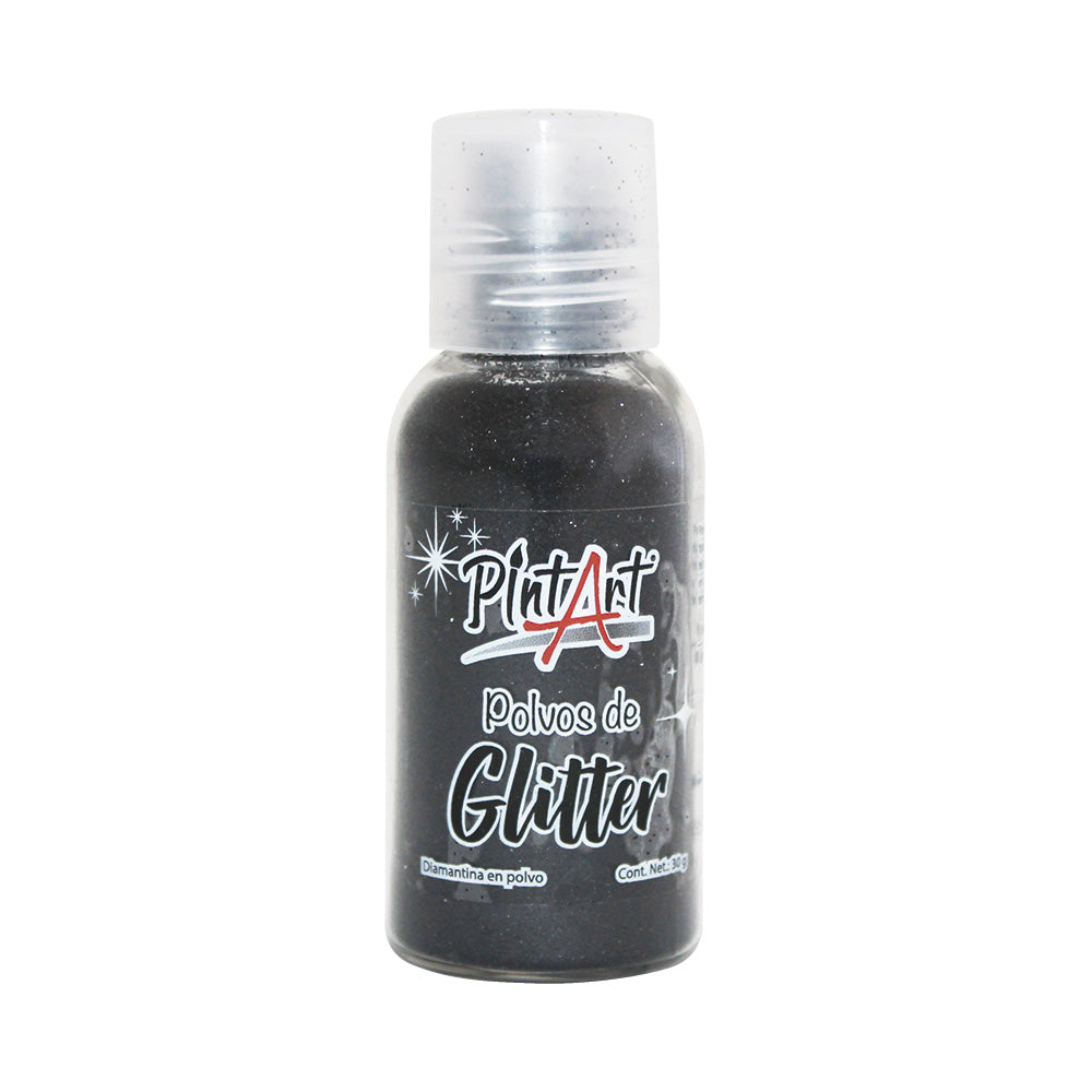 Polvos Glitter Poliester Pintart 205 Negro 30g