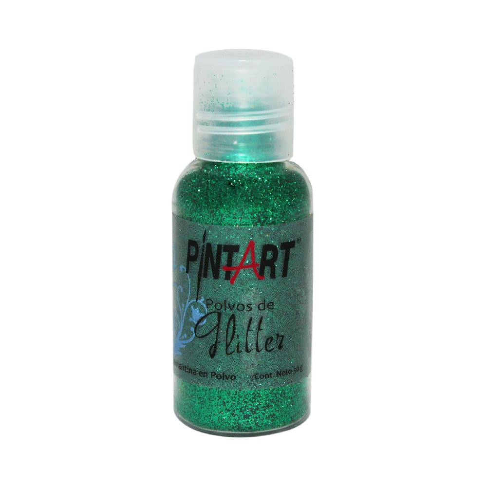 Polvos Glitter Poliester Pintart 207 Verde Navidad 30g