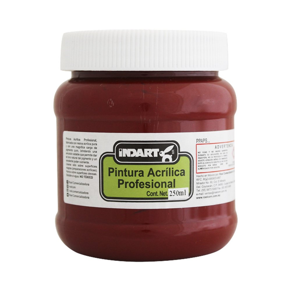 Pintura  Acrílica Profesional Serie 5 Indart 16 Rojo Cadmio Permanente 250ml