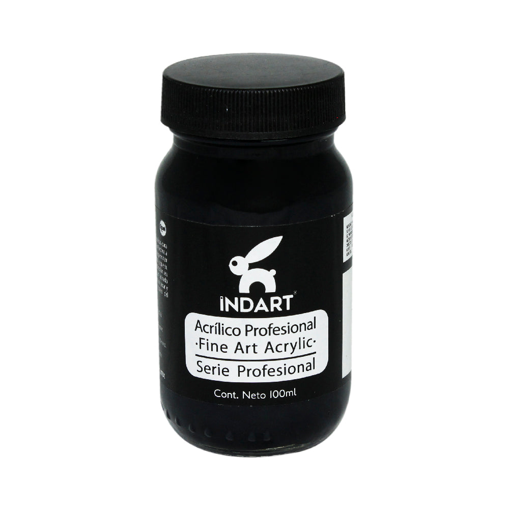 Pintura Acrílica Profesional Vidrio Serie 1 Indart 30 Negro Marfil 100ml