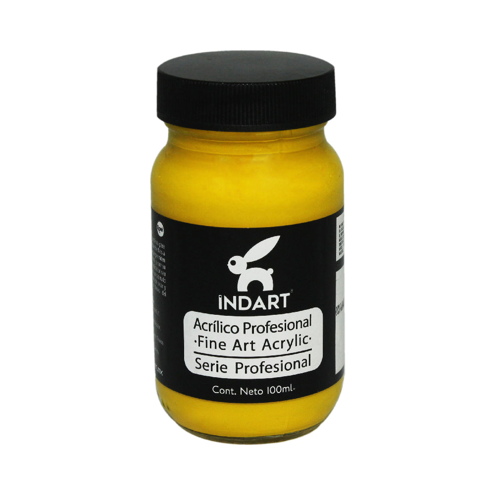 Pintura Acrílica Profesional Vidrio Serie 3 Indart 3 Amarillo Obscuro Permanente 100ml