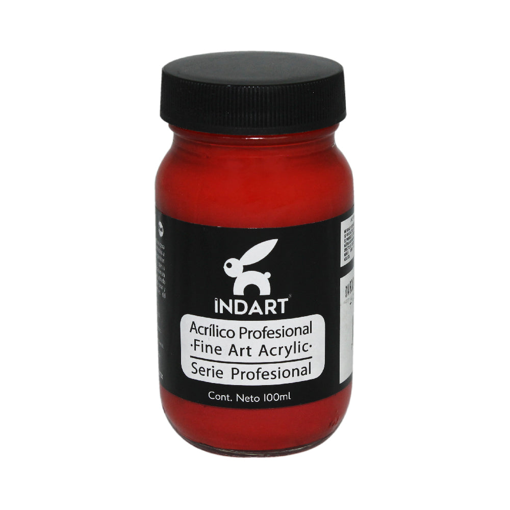 Pintura Acrílica Profesional Vidrio Serie 4 Indart 14 Rojo Obscuro Permanente 100ml