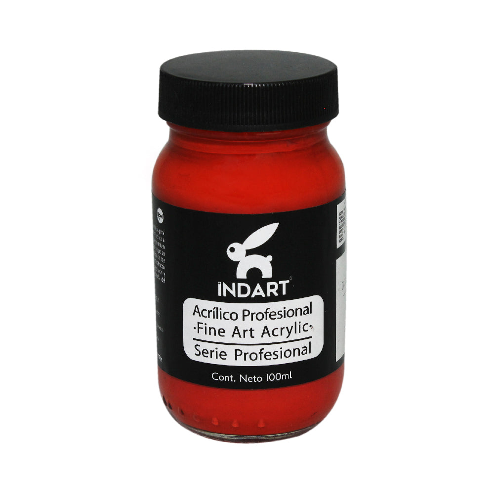 Pintura  Acrílica Profesional Vidrio Serie 4 Indart 18 Rojo Naranja Cadmio 100ml
