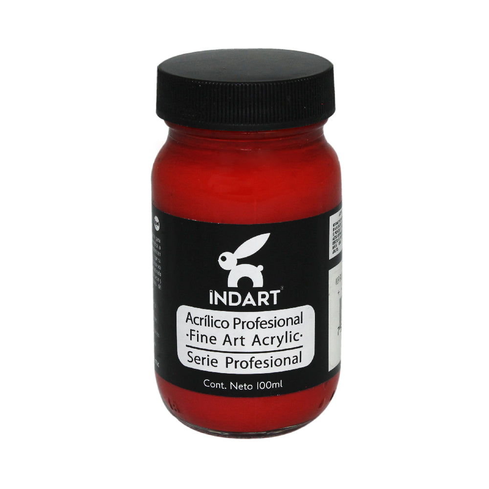 Pintura  Acrílica Profesional Vidrio Serie 4 Indart 19 Rojo Obscuro Cadmio 100ml