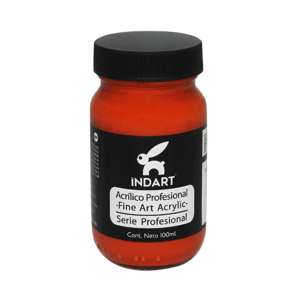 Pintura  Acrílica Profesional Vidrio Serie 5 Indart 9 Rojo Naranja Novoperm 100ml